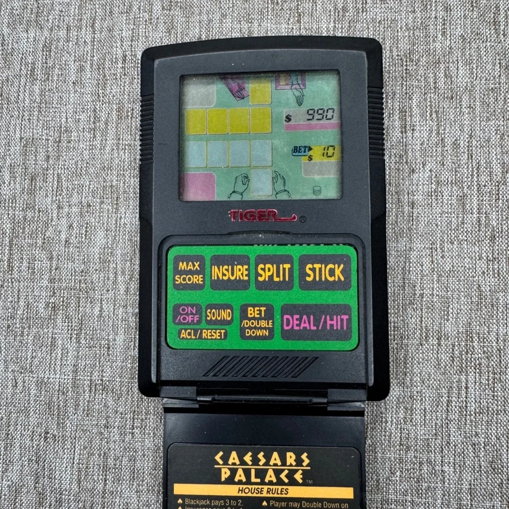 Vintage 1993 Tiger Electronics Caesars Palace Black Jack Handheld Game 7-600